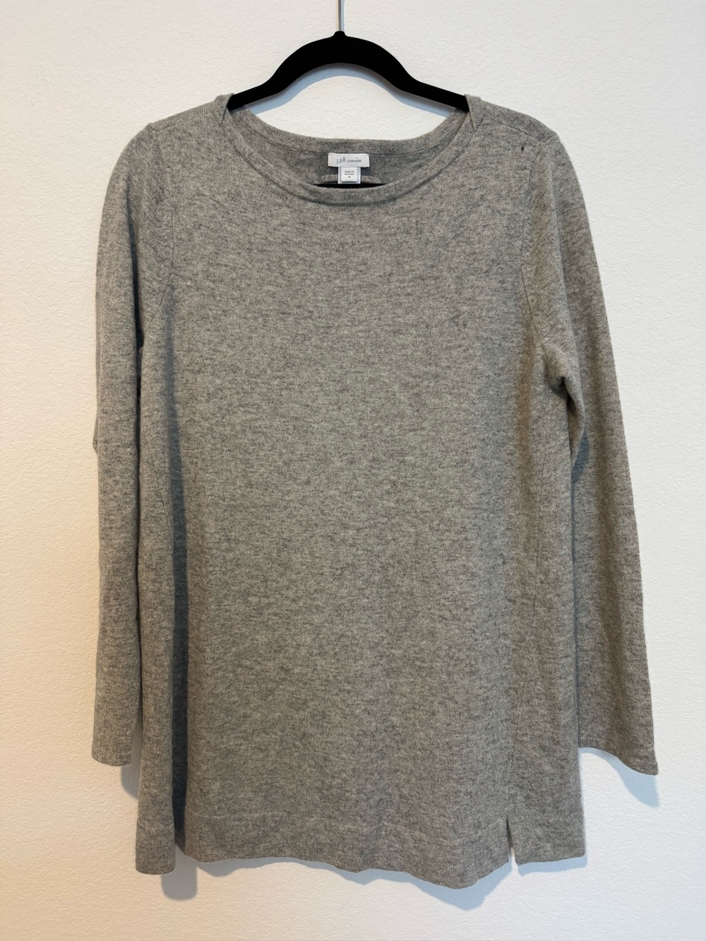 J. Jill 100% Cashmere Heather Gray Long Sleeve Sweater Tunic Top